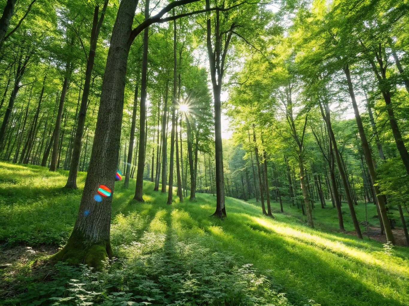 A forester is using a tablet to analyze data in a dense forest, showcasing La Casa Cortez's support for forestry activities through advanced technology.